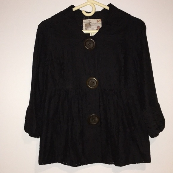KENSIE black lace jacket w/big button  SZ Medium - Picture 1 of 7